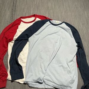 Two Men’s Large J. Crew baseball T’s. New. Smoke free home.